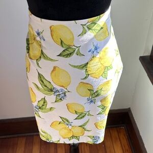 Talbots Lemon Pattern Pencil Skirt